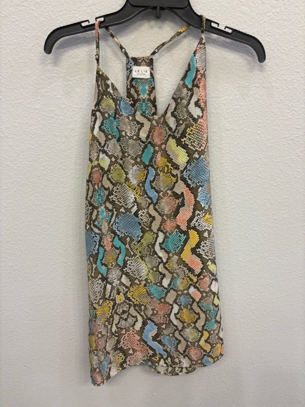 Le Lis Multicolor Snakeskin Cami in Turquoise, Yellow & Coral